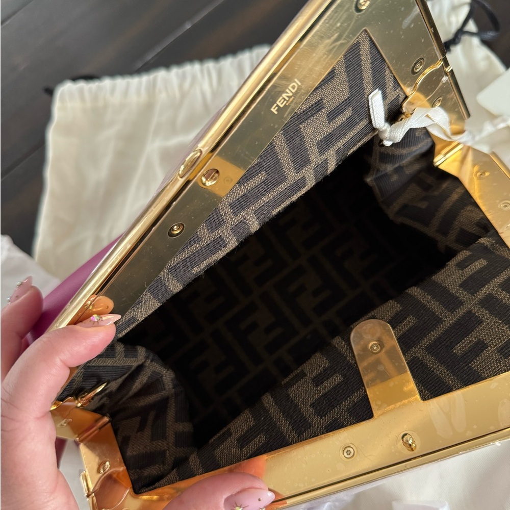 NWT Hot Pink Midi Fendi First Pouchette Clutch - Picture 7 of 12